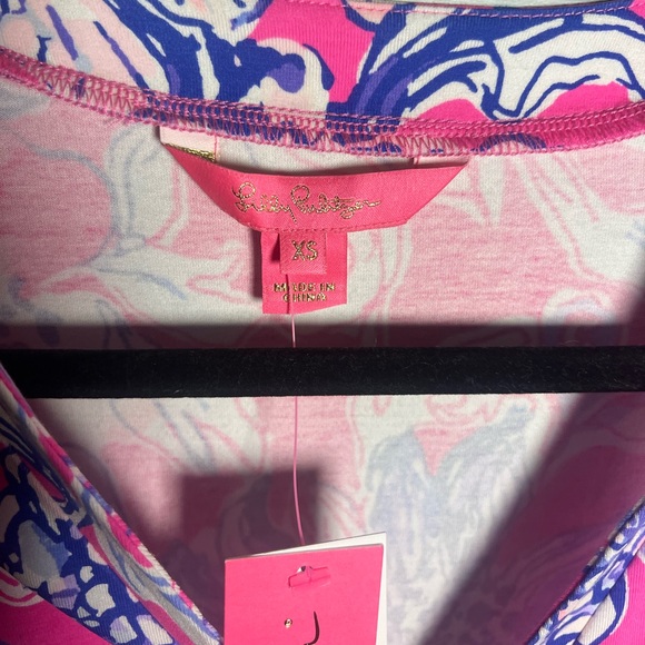 Lilly Pulitzer Karlie Wrap Romper Jersey Sun Drenched Pink Tropics Preppy Resort - Picture 11 of 13